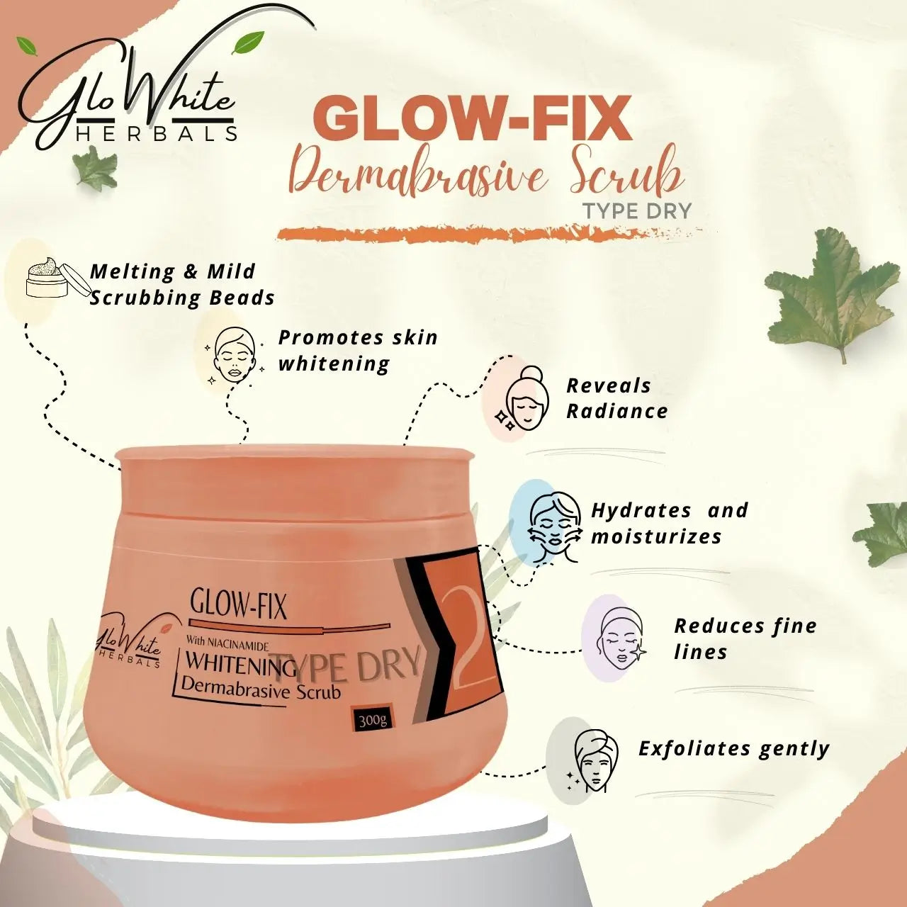 GloWhite Herbals Glow-Fix Whitening Dermabrasive Face Scrub