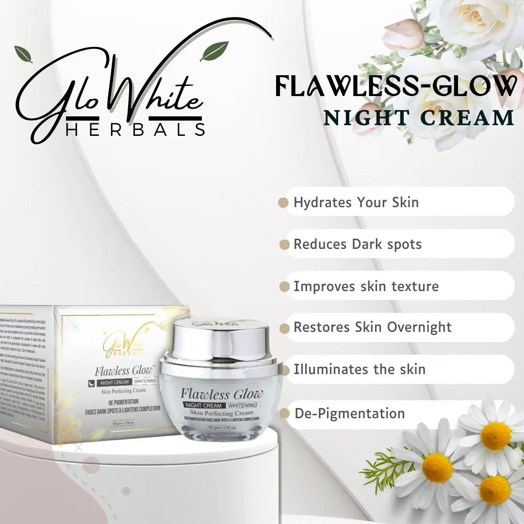 GloWhite Herbals Flawless Glow Night Cream With Retinol, Niacinamide & Vitamin-C, All Skin Types, 50g