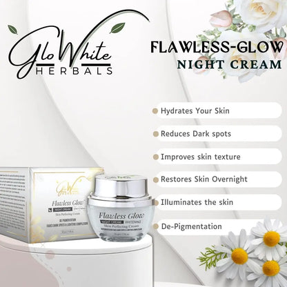 GloWhite Herbals Flawless Glow Night Cream With Retinol, Niacinamide & Vitamin-C, All Skin Types, 50g