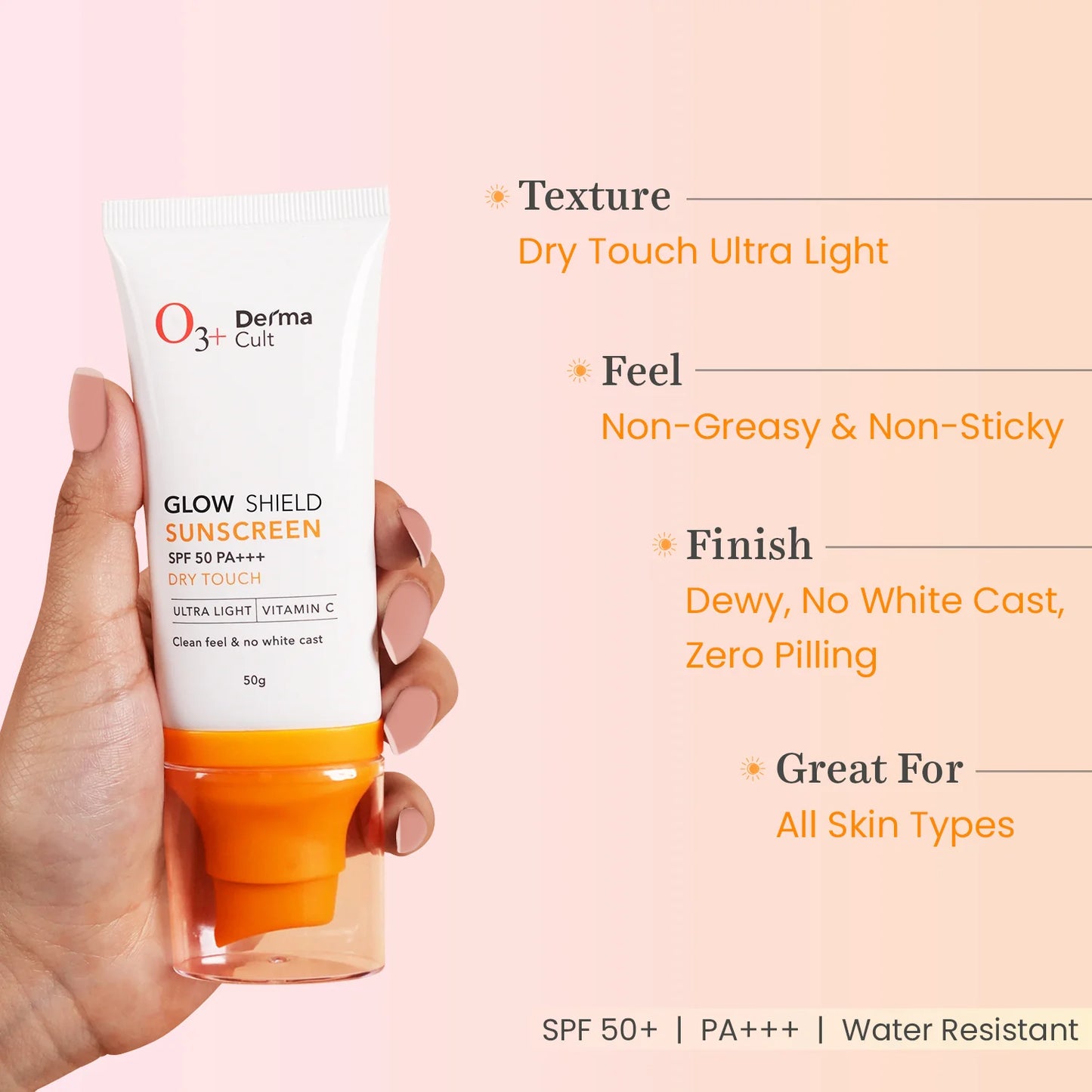 O3+ Derma Cult Glow Shield Sunscreen SPF 50 PA+++