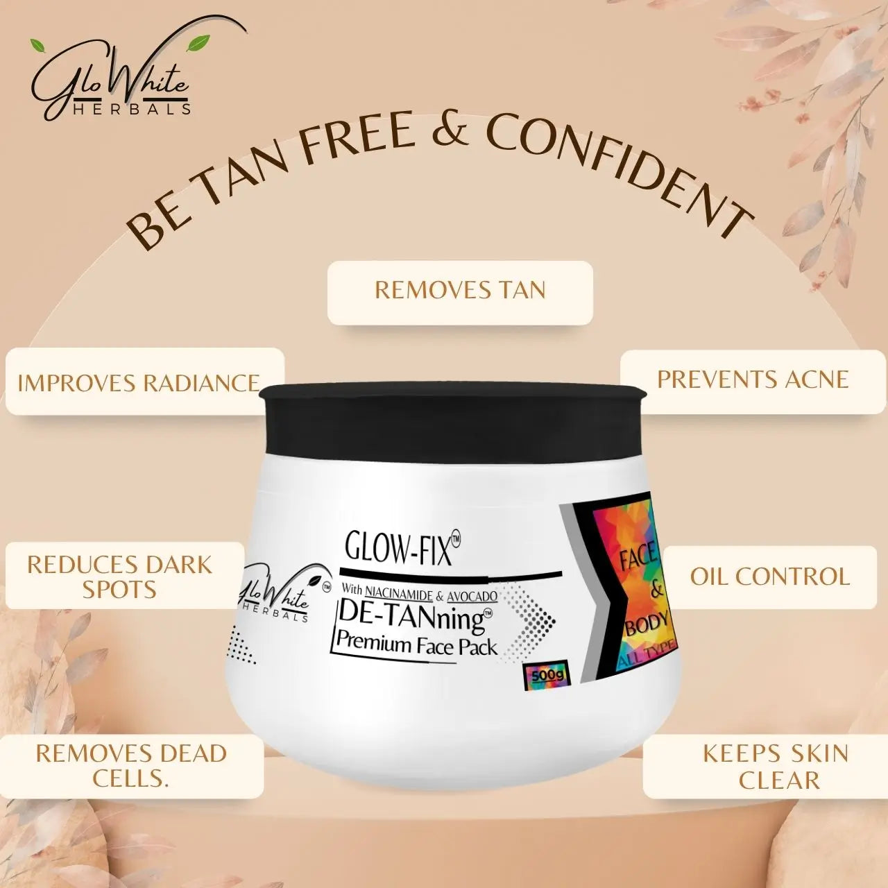 GloWhite Herbals De-Tan Face Pack For Glowing Skin 500g