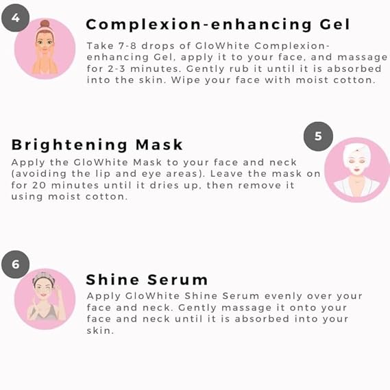 GloWhite Herbals Shine & Glow Facial Kit | Luxury 6 Step Facial Enriched With Kojic Acid & Vitamin-E | All Skin Type 280g