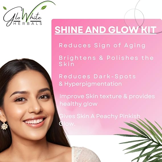 GloWhite Herbals Shine & Glow Facial Kit | Luxury 6 Step Facial Enriched With Kojic Acid & Vitamin-E | All Skin Type 280g