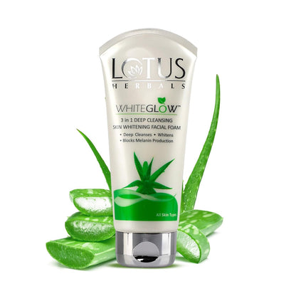 Lotus Herbals Whiteglow 3 In 1 Deep Cleaning Skin Whitening Facial Foam, 100g