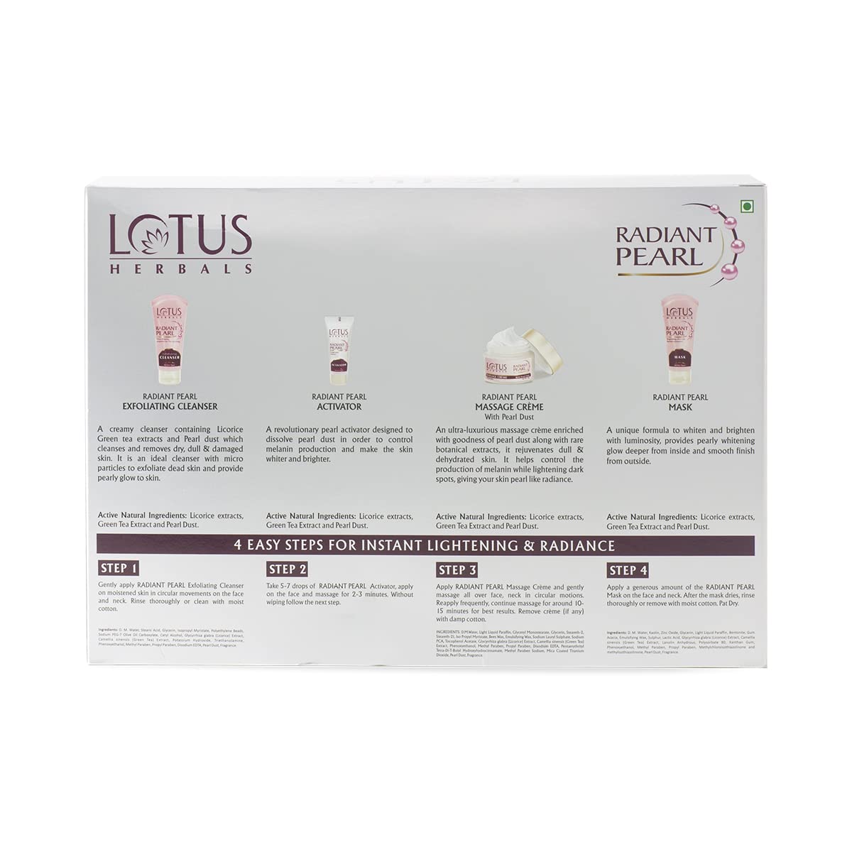 Lotus Herbals Radiant Pearl Cellular Facial Kit | 170g