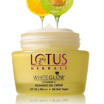 Lotus Herbals WhiteGlow Vitamin C Gel Cream | Reduces Dark Spots | Boosts Radiance | SPF 20 PA+++ 50g