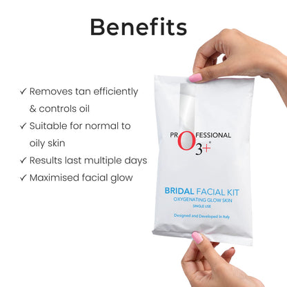 O3+ Bridal Facial Kit Oxygenating Glow Skin  (single use Kit)