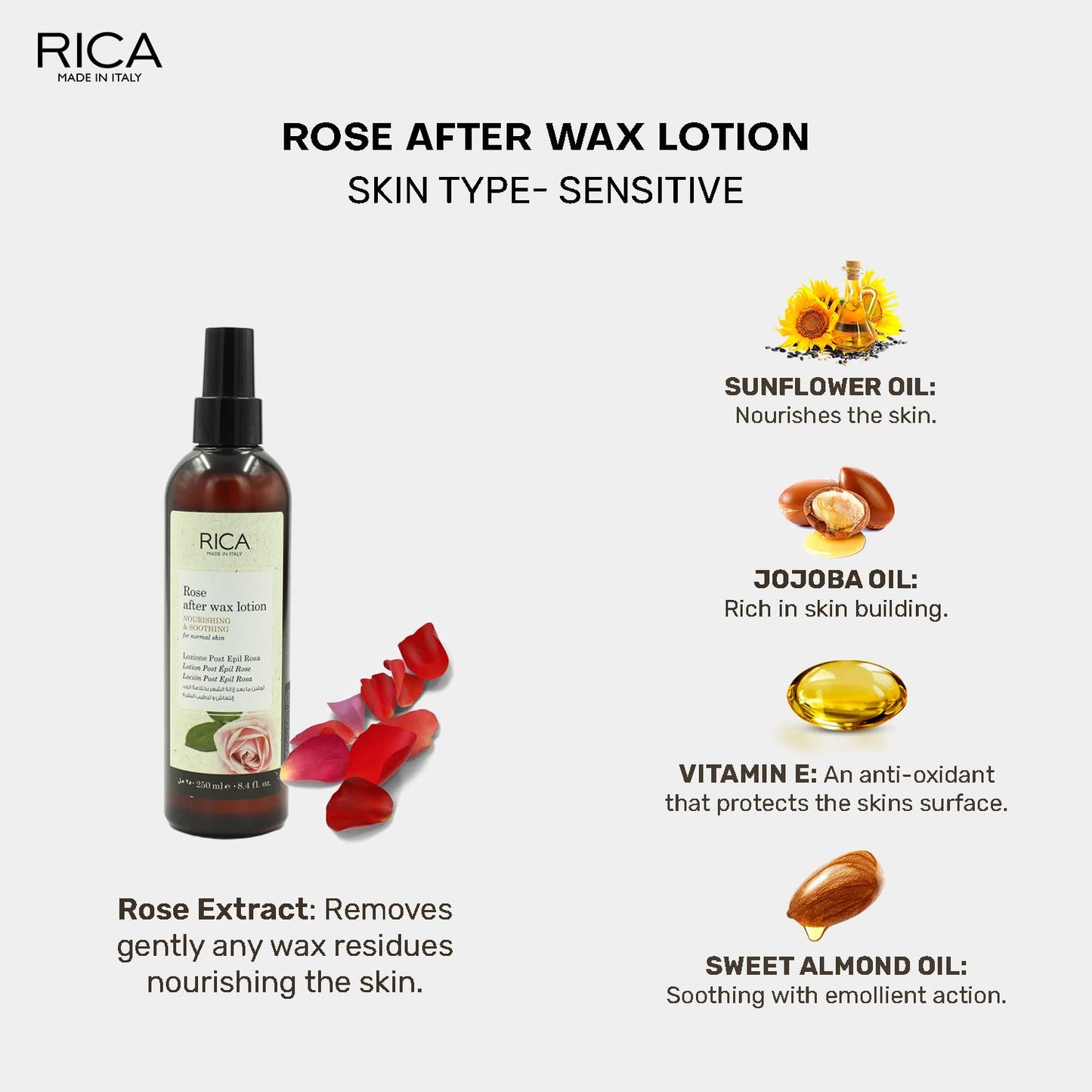 Rica Rose After Wax Lotion - 250ml