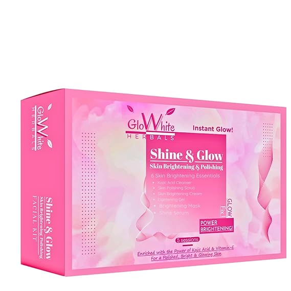 GloWhite Herbals Shine & Glow Facial Kit | Luxury 6 Step Facial Enriched With Kojic Acid & Vitamin-E | All Skin Type 280g