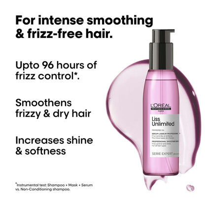 L'Oreal Professionnel Serie Expert Liss Unlimited Blow Dry Serum 125 Ml, For Frizz-Free Hair