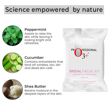 O3+ Bridal Facial Kit for Radiant & Glowing Skin - (60g+69ml, Single Use)