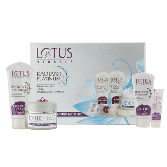 Lotus Herbals Radiant Platinum Cellular Anti-Ageing Facial Kit | 170g