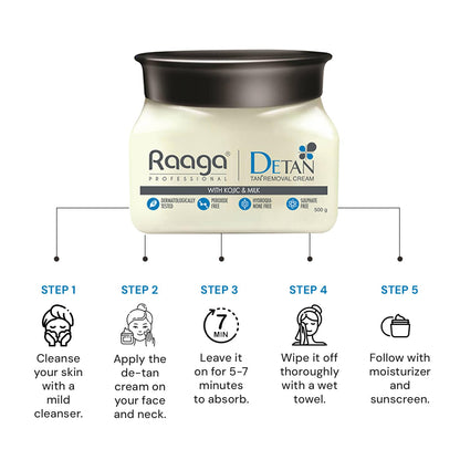 Raaga Professional De-Tan Pack with Kojic, Lactic Acid & Arbutin - 500g