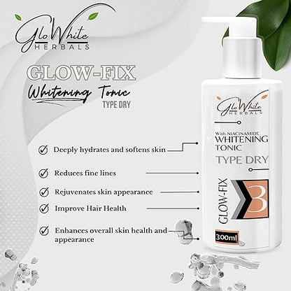 GloWhite Herbals Glow-Fix Skin Whitening Tonic(Toner) with Niacinamide | 300ml