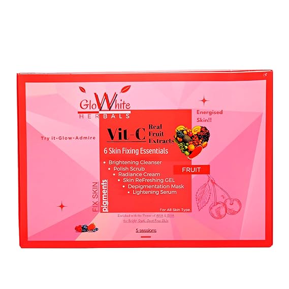 GloWhite Herbals Vitamin-C Facial Kit With Real Fruit Vitamins | All Skin Tone, 350g