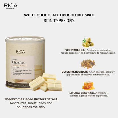 Rica White Chocolate Wax | Liposoluble Hair Removal Wax For Dry Skin - 800 ml