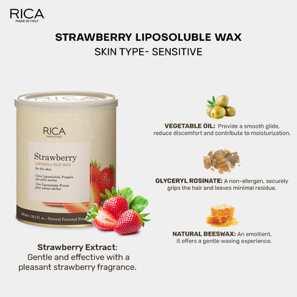 Rica Strawberry Wax | Liposoluble Wax For Dry Skin - 800ml