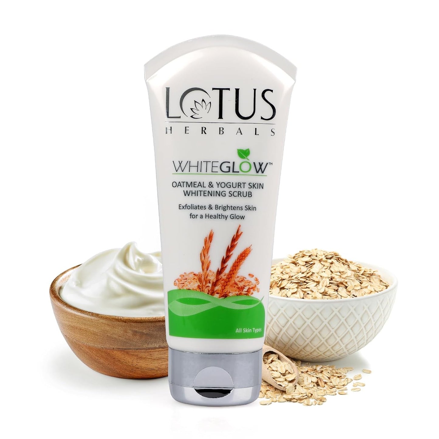 Lotus Herbals WhiteGlow Skin Brightening Oatmeal & Yogurt Scrub, 100g