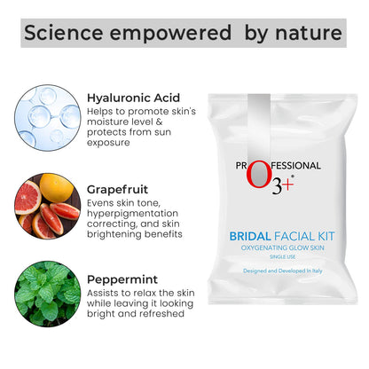 O3+ Bridal Facial Kit Oxygenating Glow Skin  (single use Kit)