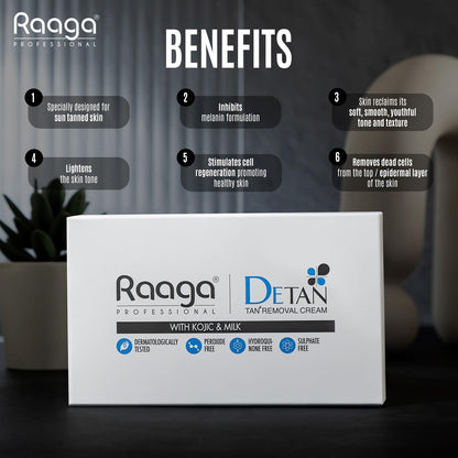 Raaga Professional De-Tan Pack with Kojic, Lactic Acid & Arbutin -  12g x 6 (72gm)