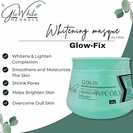 Glowhite Herbals Glow-Fix Whitening Face Masque for Oily Skin - Brighten, Hydrate and Revitalize Your Skin | Step 5 | 300g