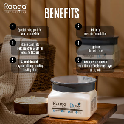 Raaga Professional De-Tan Pack with Kojic, Lactic Acid & Arbutin - 500g