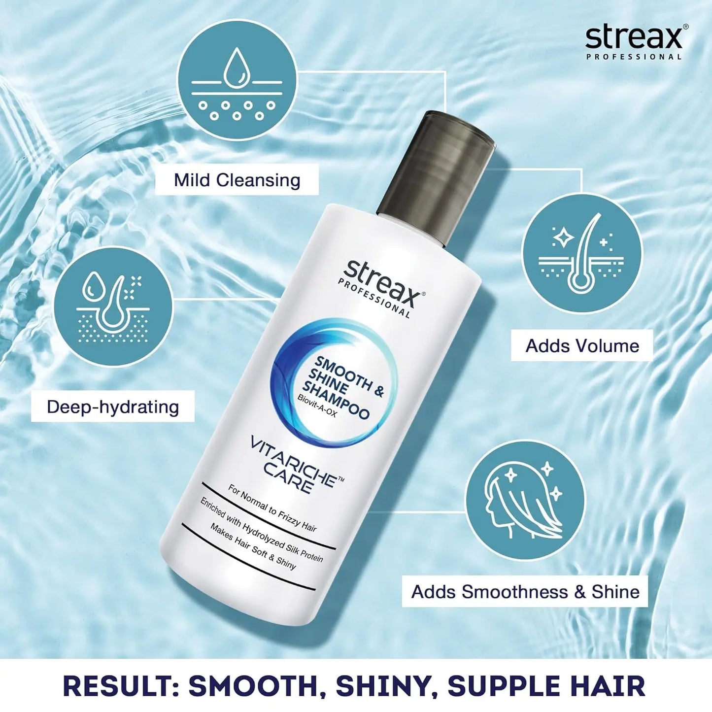 Streax Professional Vitariche Care Smooth & Shine Shampoo