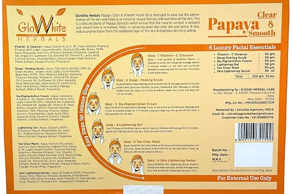 GloWhite Herbals Papaya De-Pigmentation Facial Kit