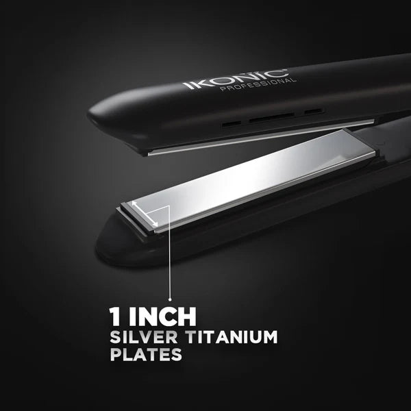 Ikonic Hair Straightener - Slim Titanium Shine Black & Silver