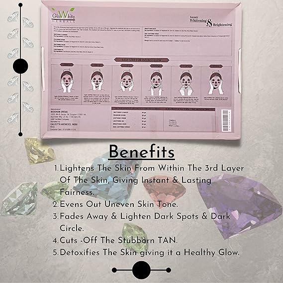 GloWhite Herbals Luxury Whitening & Brightening 6-Step Premium Facial Kit