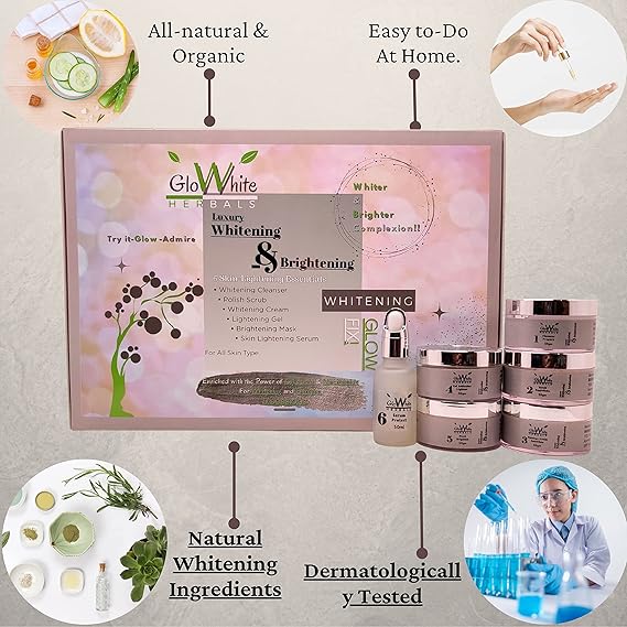 GloWhite Herbals Luxury Whitening & Brightening 6-Step Premium Facial Kit