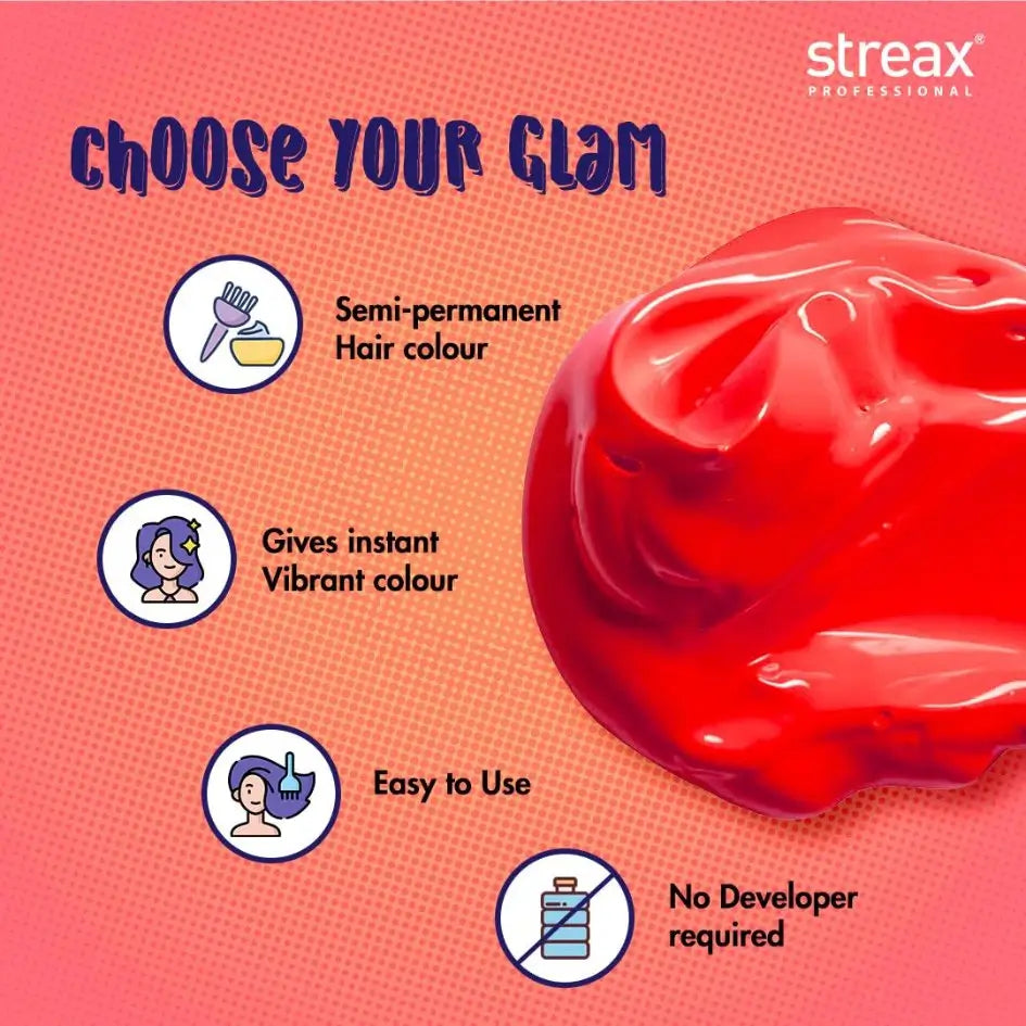 Streax Professional Hold & Play Funky Colours - Flirty Red